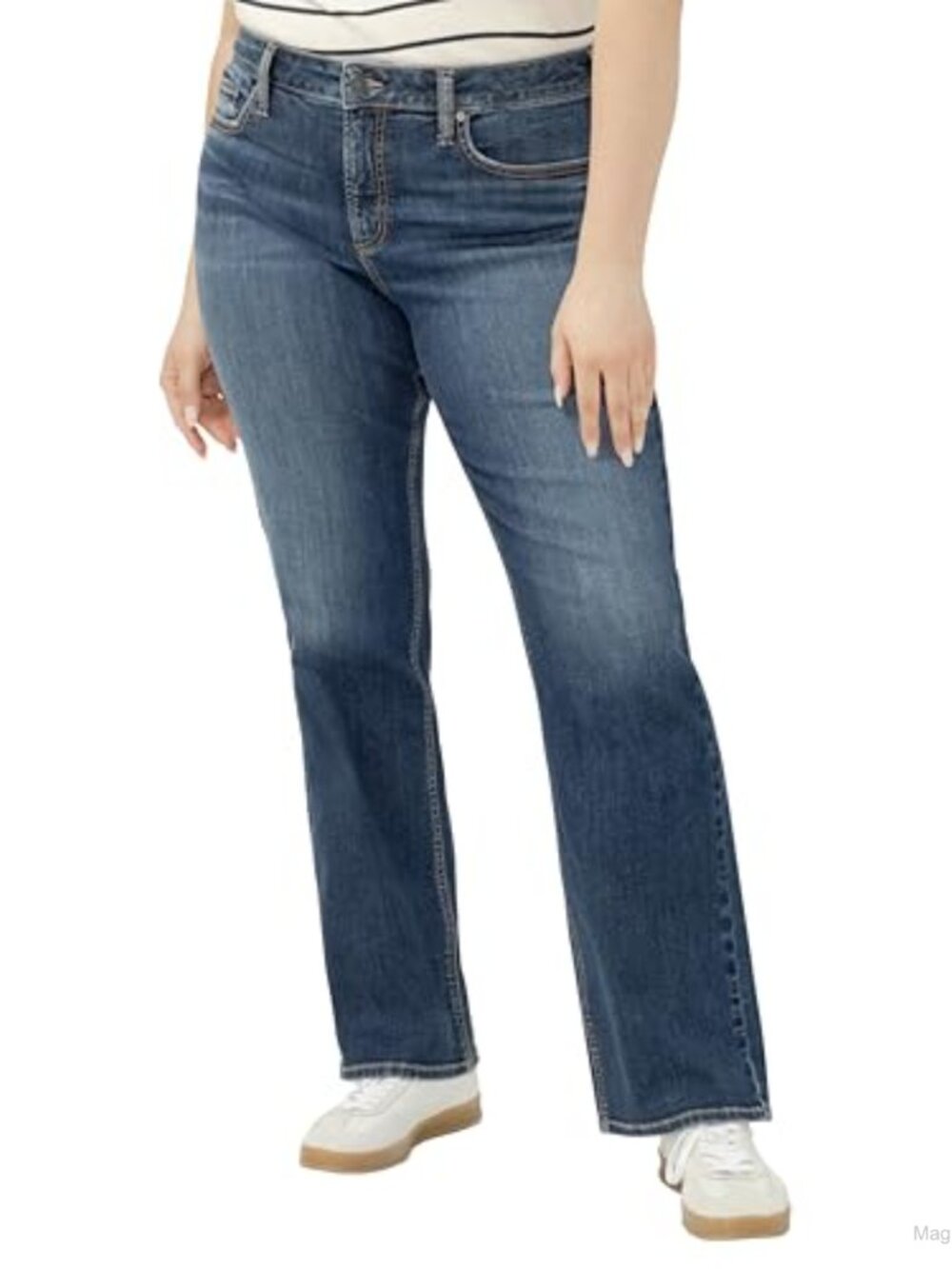 Plus Size Elyse Mid Rise Bootcut Jeans Stretch Denim